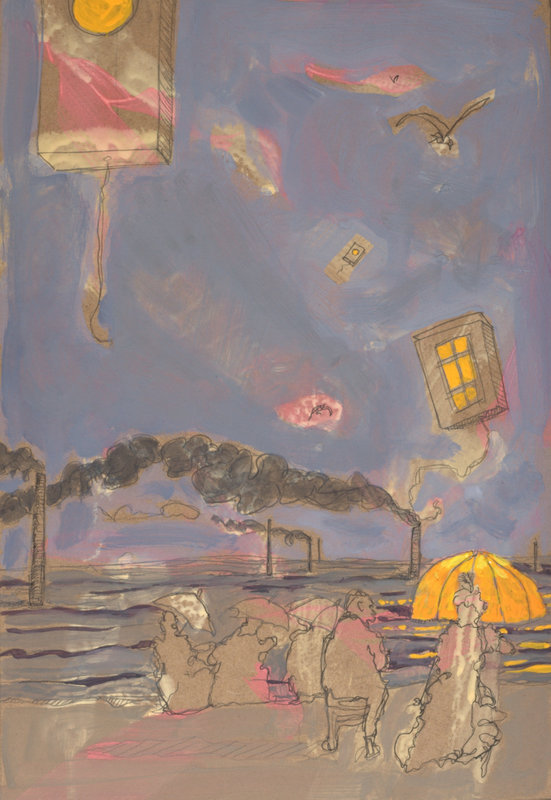 Boîte volante III - tempera - 21x30